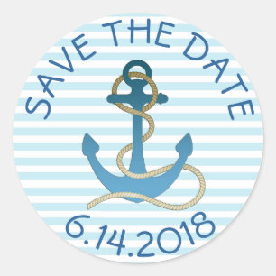Save the Date Seeanker-blaue weiße Aufkleber