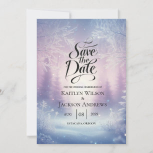 Save The Date Sérénade de mariage Lavande Hiver Chute de Neige