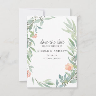 Save The Date Serene Botanical   Pré sauvage Enregistrer la date