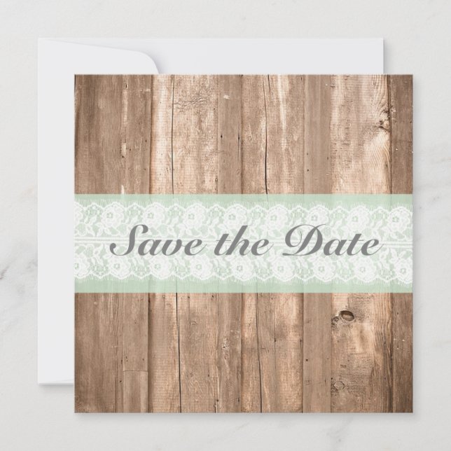 Save The Date Shabby Chic Rustic Mint Enregistrer La Date (Devant)
