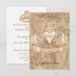 Save The Date Shamrock traditionnel irlandais Claddagh Ring & Ha