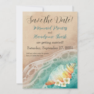 Save The Date Shoreline Dreams Watercolor Beach Wedding
