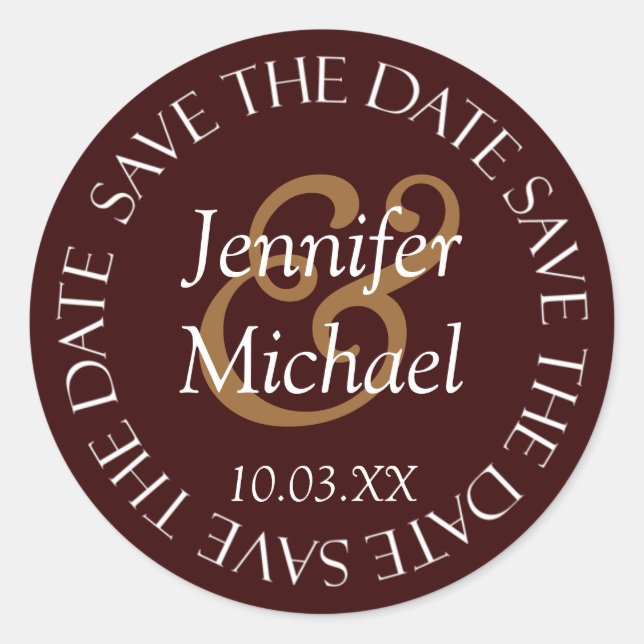 Save the Date Siegel Briefmarke Runder Aufkleber (Vorderseite)