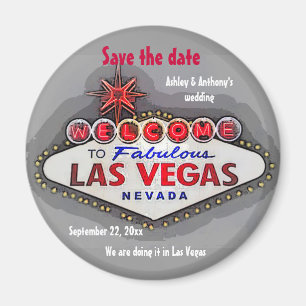 Save the Date silbernes Grau Las Vegas Magnet
