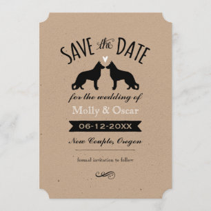 Save The Date Silhouettes de berger allemand épousant des