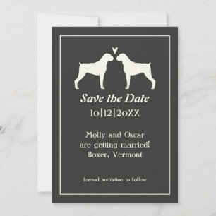 Save The Date Silhouettes de chien Boxer Mariage Enregistrer la