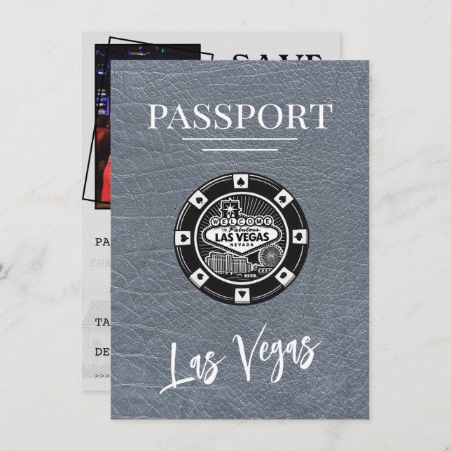 Save The Date Silver Las Vegas Passport Enregistrer La Date (Devant / Derrière)