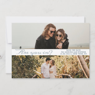 Save The Date Silver Simple Script Two Photo Gallery QR CODE