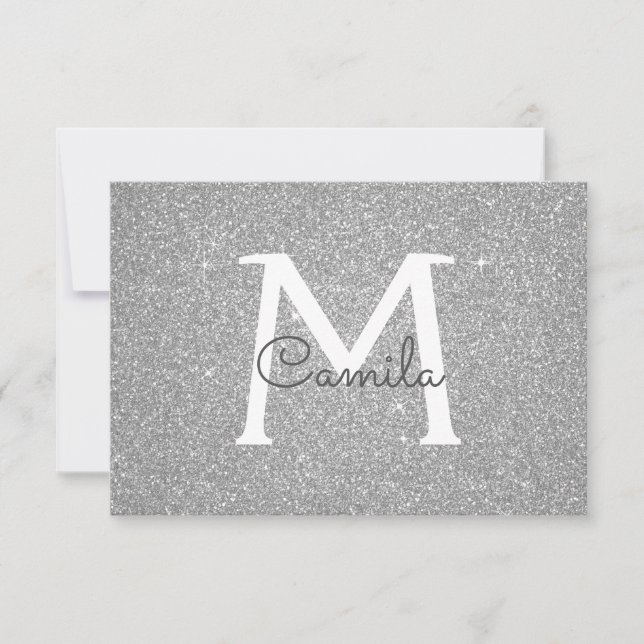 Save The Date Silver Sparkle Parties scintillant Quinceanera Enr (Devant)