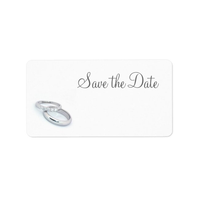 Save the Date/Silver Wedding Bands Adressaufkleber (Vorne)