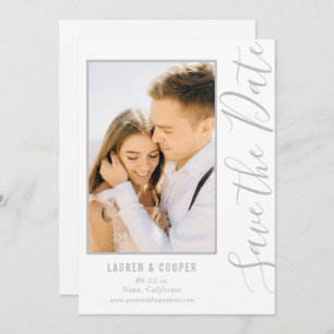 Save the Date Silver White Stylish Modern Wedding
