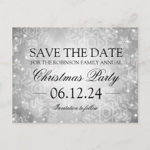 Save the Date Silver Winter Christmas Bokeh Ankündigungspostkarte