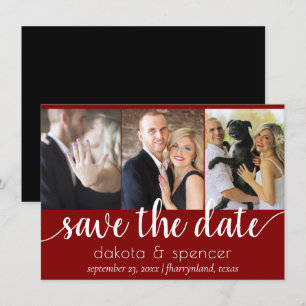 Save The Date Simple 3 photo   Classique rouge foncé blanc et no