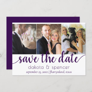 Save The Date Simple 3 photos   Script turquoise vert foncé