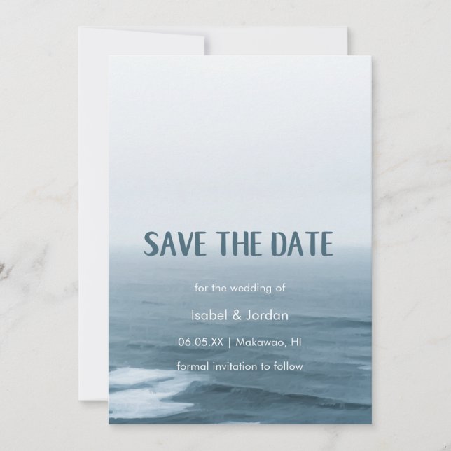 Save The Date Simple Art Waves Beach Wedding Enregistrer la date (Devant)