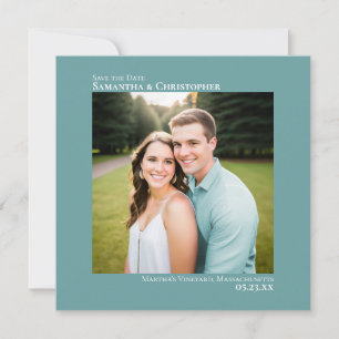 Save The Date Simple Artsy Minimal Carré Photo Mariage Sarcelle