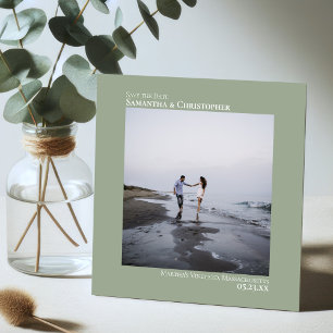 Save The Date Simple Artsy Minimal Photo Sage Mariage vert