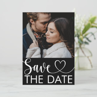 Save The Date Simple Black & White Photo Plat Enregistrer La Car