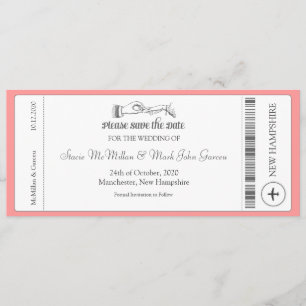 Save The Date Simple Boarding Pass Enregistrer la date Invitatio