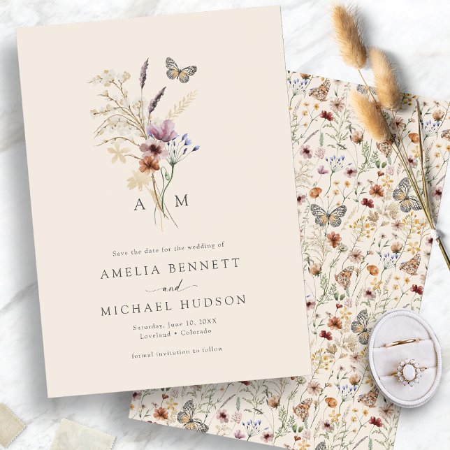 Save The Date Simple Boho Monogrammé (Simple Boho Monogrammed Save The Date
)