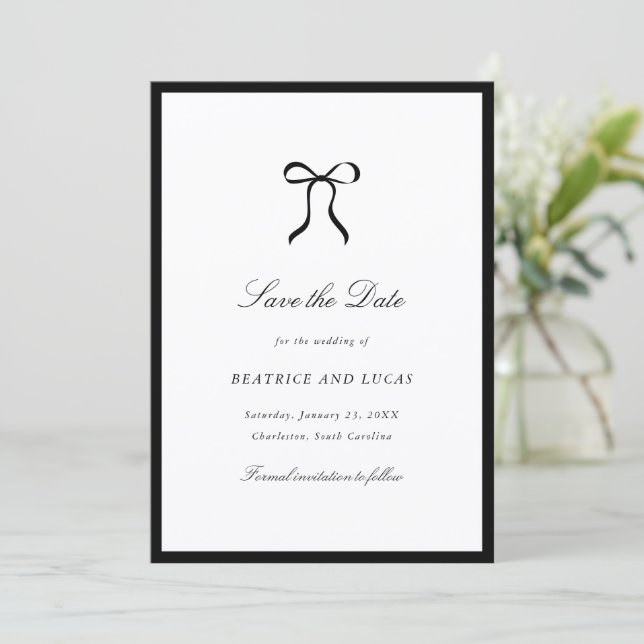 Save The Date Simple Bow Classic Wedding (Debout devant)