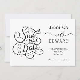 Save The Date Simple Calligraphie Script Moderne Minimal Chic