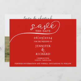 Save The Date Simple Chic Cerisier Rouge Mariage Calligraphie Ph