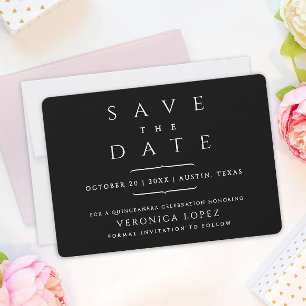 Save The Date Simple Chic Classique Noir Et Blanc Quinceañera