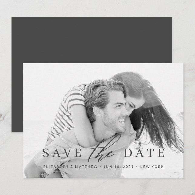 Save The Date Simple Chic Minimaliste Photo Mariage Enregistrer  (Devant / Derrière)