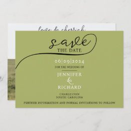 Save The Date Simple Chic Sage Green Rustic Mariage Photo