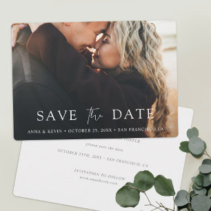 Save The Date Simple Chic Script Moderne Photo Mariage