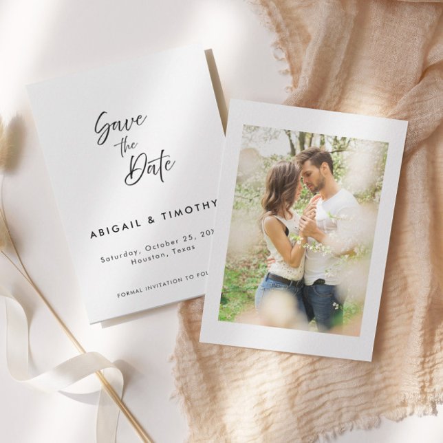 Save The Date Simple Classique Noir et Blanc | Mariage (Créateur téléchargé)
