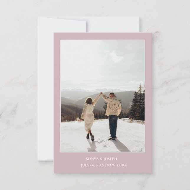 Save The Date Simple Color Elegant Texte et Photo Enregistrer la (Devant)