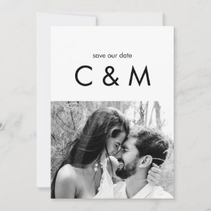 Save The Date Simple Contemporary Couple Photo B/W Économisez no