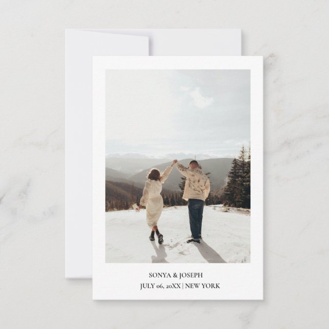 Save The Date Simple couleur élégant texte et photo / mariage  (Devant)