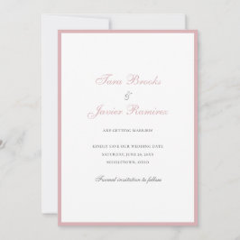 Save The Date Simple Dusty Rose rose Formal Mariage élégant