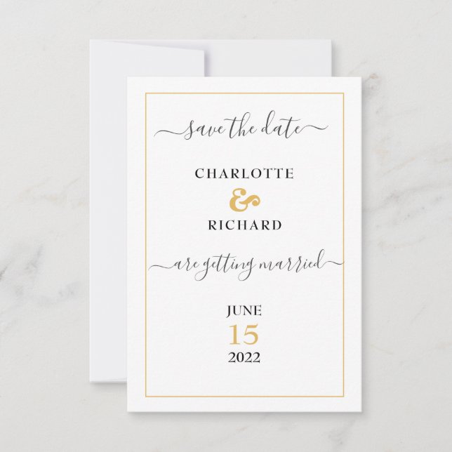 Save The Date Simple élégance, avec la photo de couple (Devant)