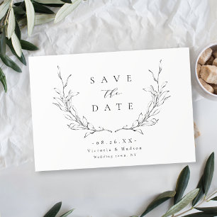 Save The Date Simple élégance botanique crête mariage monogramme