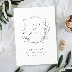 Save The Date Simple élégance botanique crête mariage monogramme