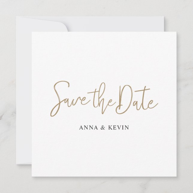 Save The Date Simple Élégant Design Gold Script personnalisé Mar (Devant)
