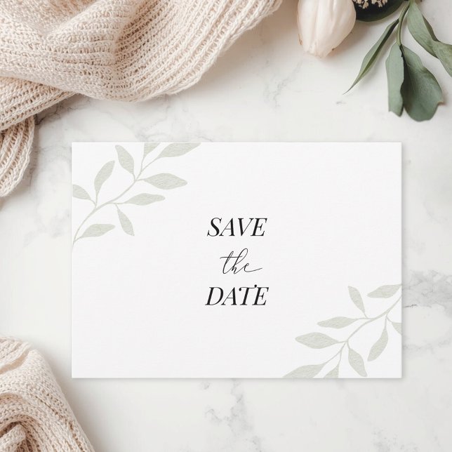 Save The Date Simple Élégant Feuillage Photo Mariage Enregistrer (Créateur téléchargé)