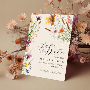 Save The Date Simple Élégant Fleurs Sauvages Mariage Printemps É