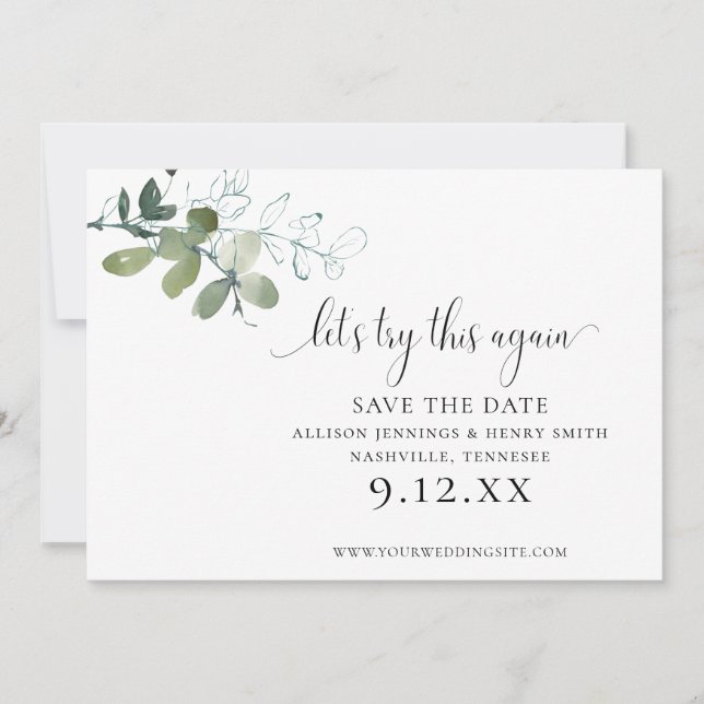 Save The Date Simple Elegant Green Change the Date Mariage (Devant)