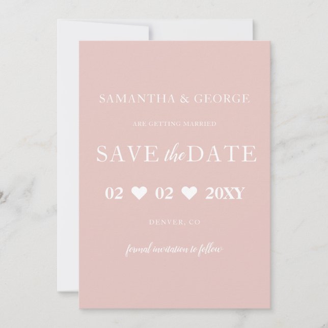 Save The Date Simple Élégant Minimal Moderne Blush Enregistrer L (Devant)
