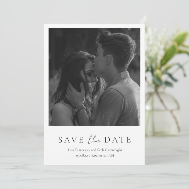 Save The Date Simple Elegant Minimaliste Photo Mariage moderne (Debout devant)