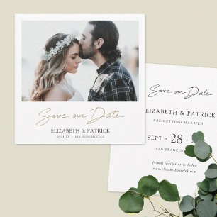 Save The Date Simple Elegant Modern Custom Photo Enregistrer la