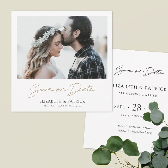 Save The Date Simple Elegant Modern Custom Photo Enregistrer la  (Créateur téléchargé)