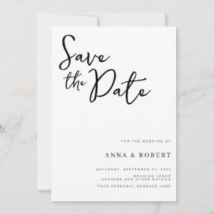 Save The Date Simple Elegant moderne Mariage noir et blanc
