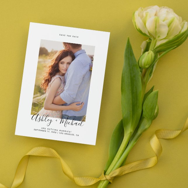 Save The Date Simple Elegant Photo QR Code Mariage (Save Our Date! 💍 #ForeverLove)