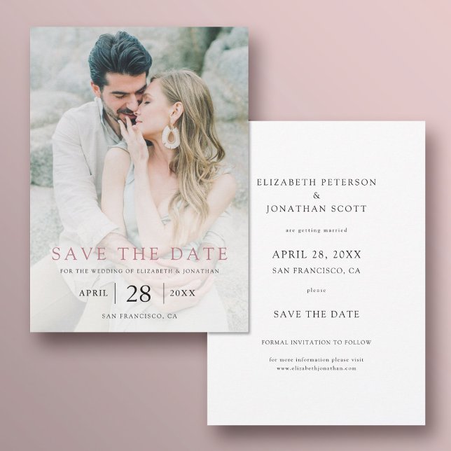 Save The Date Simple Elegant Rose Gold Custom Photo Mariage (Créateur téléchargé)